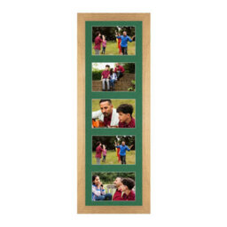 AK Frames 26X8 Oak Sleek Multi Photo Frame With Emerald Mount - Holds 5 Apertures (5X) 6X4 Photos - thumbnail 1