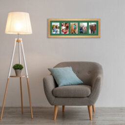 AK Frames 26X8 Oak Sleek Multi Photo Frame With Emerald Mount - Holds 5 Apertures (5X) 6X4 Photos - thumbnail 3