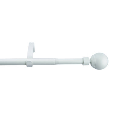 GoodHome Anafi Matt White Extendable Ball Single Curtain Pole Set, (L)2000mm-3300mm (Dia)19mm - image 1