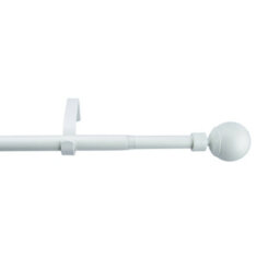 GoodHome Anafi Matt White Extendable Ball Single Curtain Pole Set, (L)2000mm-3300mm (Dia)19mm