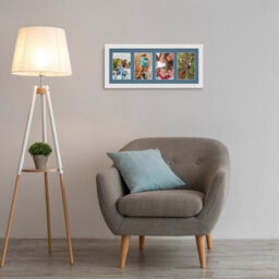 AK Frames 50X20Cm White Modern Multi Photo Frame With Pompadour Mount - Holds 4 Apertures (4X) 6X4 Photos - thumbnail 3