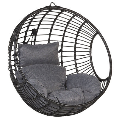 Beliani Hanging Chair Aspio Pe Rattan Black - image 1