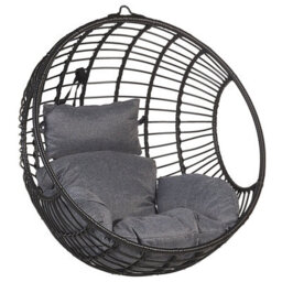 Beliani Hanging Chair Aspio Pe Rattan Black - thumbnail 1