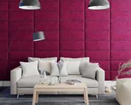 Aspire Easymount Wall Mounted Upholstered Panels, Modular Diy Headboard In Plush Velvet Fabric, Berry (Pack Of 2) - thumbnail 2