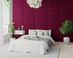 Aspire Easymount Wall Mounted Upholstered Panels, Modular Diy Headboard In Plush Velvet Fabric, Berry (Pack Of 2) - thumbnail 3
