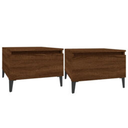 Berkfield Side Tables 2 Pcs Brown Oak 50X46X35 Cm Engineered Wood - thumbnail 2