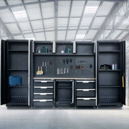 Hilka Garage Pro+ 9 Piece Cabinet Set - 24 Gauge Steel, Fully Welded, Lockable Storage, Pegboards, Worktop & Wheels - thumbnail 3