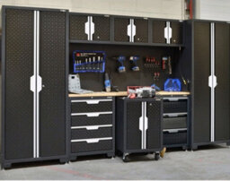 Hilka Garage Pro+ 9 Piece Cabinet Set - 24 Gauge Steel, Fully Welded, Lockable Storage, Pegboards, Worktop & Wheels - thumbnail 5