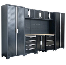 Hilka Garage Pro+ 9 Piece Cabinet Set - 24 Gauge Steel, Fully Welded, Lockable Storage, Pegboards, Worktop & Wheels - thumbnail 2