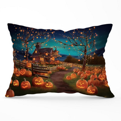 Warren Reed Designer Enchanted Hallowen Pumpkin Patch Cushions 33Cm X 48Cm - image 1