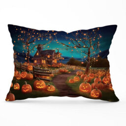 Warren Reed Designer Enchanted Hallowen Pumpkin Patch Cushions 33Cm X 48Cm - thumbnail 1