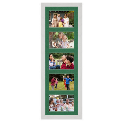 AK Frames 26X8 White Ash Modern Multi Photo Frame With Emerald Mount - Holds 5 Apertures (5X) 6X4 Photos - image 1