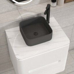Royal Bathrooms Venice 600mm Gloss White Wall Mounted Bathroom Countertop Vanity Unit 2 Drawer With Art Square Basin - thumbnail 6