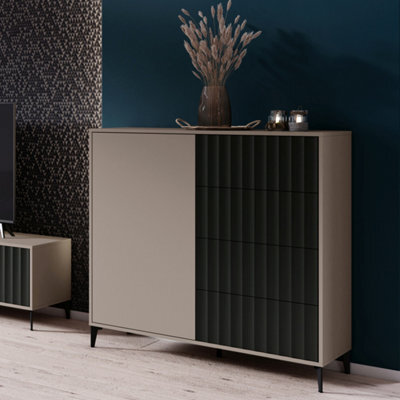 Heze Furniture Rimini 4 Drawer Premium Sideboard With Textured Fronts - image 1