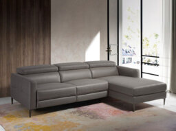 Angel Cerda Dark Grey Leather Relax Chaise Longue Right Sofa For Ultimate Comfort - thumbnail 2