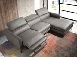Angel Cerda Dark Grey Leather Relax Chaise Longue Right Sofa For Ultimate Comfort - thumbnail 5