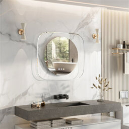 Luvodi 800X700mm Round Led Lighted Bathroom Mirror Clear Glass Edge Anti-Fog Vanity Mirror Anti-Fog, Backlit Light - thumbnail 8