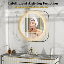 Luvodi 800X700mm Round Led Lighted Bathroom Mirror Clear Glass Edge Anti-Fog Vanity Mirror Anti-Fog, Backlit Light - thumbnail 4