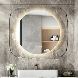 Luvodi 800X700mm Round Led Lighted Bathroom Mirror Clear Glass Edge Anti-Fog Vanity Mirror Anti-Fog, Backlit Light - thumbnail 7