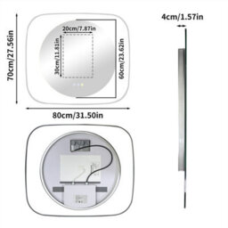 Luvodi 800X700mm Round Led Lighted Bathroom Mirror Clear Glass Edge Anti-Fog Vanity Mirror Anti-Fog, Backlit Light - thumbnail 2