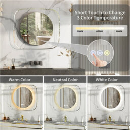Luvodi 800X700mm Round Led Lighted Bathroom Mirror Clear Glass Edge Anti-Fog Vanity Mirror Anti-Fog, Backlit Light - thumbnail 3