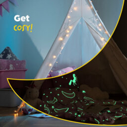 Wicked Gizmos Glow In The Dark Blanket Pink Soft Fleece Throw W/ Luminous Moon & Stars Design Cozy Lightweight & Machine Washable - thumbnail 4