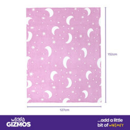 Wicked Gizmos Glow In The Dark Blanket Pink Soft Fleece Throw W/ Luminous Moon & Stars Design Cozy Lightweight & Machine Washable - thumbnail 8