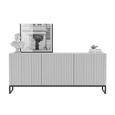 Heze Furniture Elpis Glamour Sideboard Tv Stand 168Cm Push-To-Open Cabinet - White Matt / Black Frame - image 1