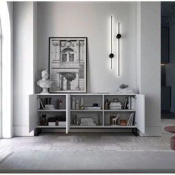 Heze Furniture Elpis Glamour Sideboard Tv Stand 168Cm Push-To-Open Cabinet - White Matt / Black Frame - thumbnail 3