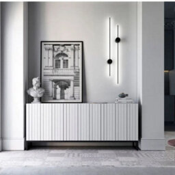 Heze Furniture Elpis Glamour Sideboard Tv Stand 168Cm Push-To-Open Cabinet - White Matt / Black Frame - thumbnail 2