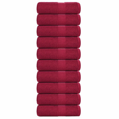 Berkfield Wash Towels 10 Pcs Frogn Bordeaux 30X30 Cm 100% Cotton - image 1