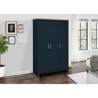 Birlea Highgate 3 Door Wardrobe Navy Blue & Oak - image 1