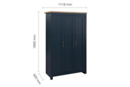 Birlea Highgate 3 Door Wardrobe Navy Blue & Oak - thumbnail 8