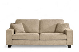 Soft Chenille Fabric Beige 3 Seater Sofa Nathan - High Back Cushions, Sprung Seat - Room Delivery - thumbnail 2