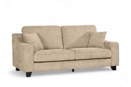 Soft Chenille Fabric Beige 3 Seater Sofa Nathan - High Back Cushions, Sprung Seat - Room Delivery - thumbnail 3