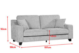 Soft Chenille Fabric Beige 3 Seater Sofa Nathan - High Back Cushions, Sprung Seat - Room Delivery - thumbnail 8