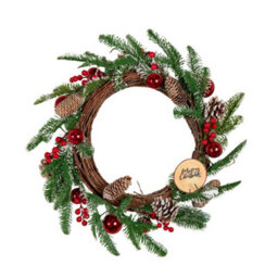 Samuel Alexander 50Cm Christmas Pinecone Wreath With Red Berries And Baubles - thumbnail 9