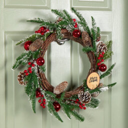 Samuel Alexander 50Cm Christmas Pinecone Wreath With Red Berries And Baubles - thumbnail 8