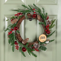 Samuel Alexander 50Cm Christmas Pinecone Wreath With Red Berries And Baubles - thumbnail 1