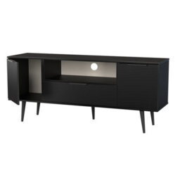 Fuji 2 Door 1 Drawer Wide Tv Unit In Black Matt (Ready Assembled) - thumbnail 6