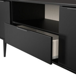Fuji 2 Door 1 Drawer Wide Tv Unit In Black Matt (Ready Assembled) - thumbnail 7