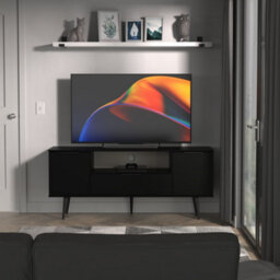 Fuji 2 Door 1 Drawer Wide Tv Unit In Black Matt (Ready Assembled) - thumbnail 1