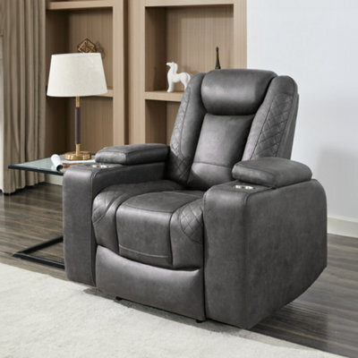 More4Homes Ashton 1 Seater Fabric Auto Recliner Chair Grey - image 1