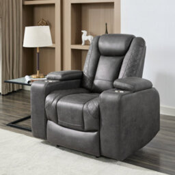 More4Homes Ashton 1 Seater Fabric Auto Recliner Chair Grey - thumbnail 1