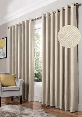 Alan Symonds Blackout Curtains Eyelet Ring Top Diamond, Cream 66 X 72 - image 1