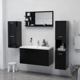 Walplus Bathroom Mirror Black 90X10.5X45 Cm Engineered Wood - thumbnail 4