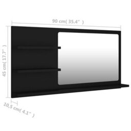 Walplus Bathroom Mirror Black 90X10.5X45 Cm Engineered Wood - thumbnail 7
