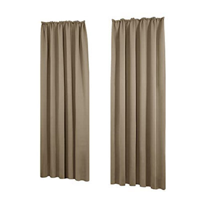 Deconovo Super Soft Solid Blackout Curtains Pencil Pleat Curtains Thermal Insulated Curtains For Living Room W55Xl82 Khaki 1 Pair - image 1