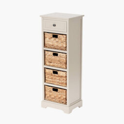 Pacific Lifestyle Devonshire Cream Wood 1 Drawer 4 Basket Tall Unit - thumbnail 4