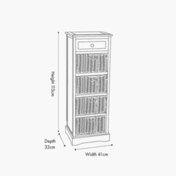 Pacific Lifestyle Devonshire Cream Wood 1 Drawer 4 Basket Tall Unit - thumbnail 3